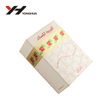 caja de papel de embalaje de perfume de estampado de oro blanco y rojo de flores